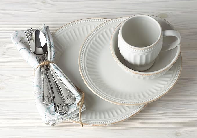 Lenox White French Perle Groove 4Pc Place Setting, 6.95 LB