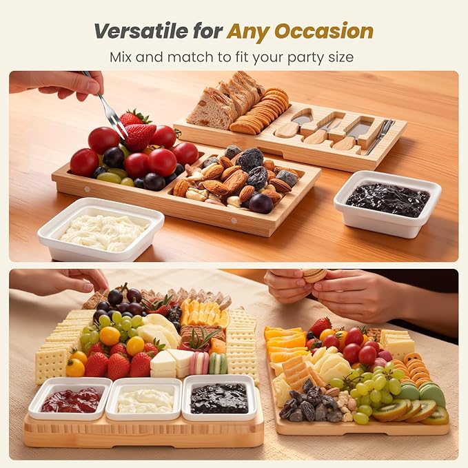 Charcuterie Board with Lid and Double-Drawer Charcuterie Board Set