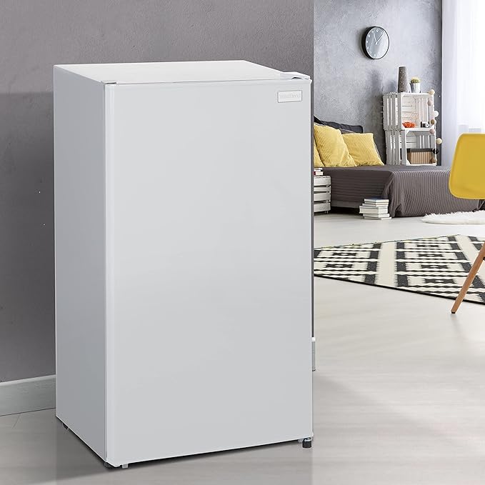 West Bend Mini Fridge Compact Refrigerator for Home Office or Dorm, with Reversible Door, Energy Star Rated, 3.3-Cu.Ft., White