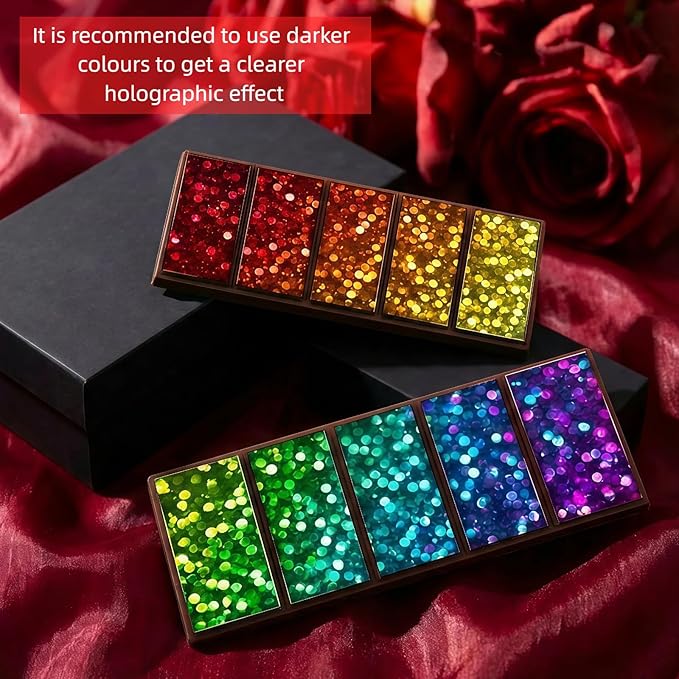 Ziliny Dot Holographic Chocolate Bar Mold Silicone, Rainbow Light Effect Chocolate Bar Deep Thick Molds for DIY Candy Dessert Baking, Candy, Wax Melts, Cake Decoration (Rectangle)