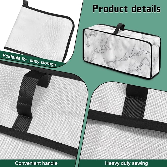 Slim 2 Slice Toaster Cover White Marble Cover for 2 Slice Slim Toaster, Water-Resistant Protective Dust Covers for Kitchen Appliances, Easy to Clean