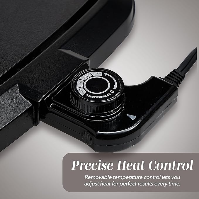 COOK WITH COLOR Electric Griddle 1200W, Nonstick Surface for Pancakes, Burgers, Eggs & More, Removable Temperature Control, Slide-Out Drip Tray, 10" x 16" Cooking Area, Black
