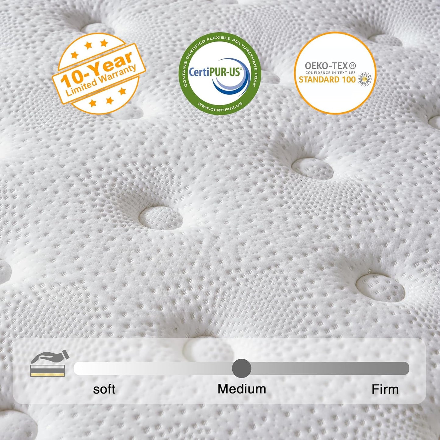 Twin Mattress, 10 Inch Hybrid Mattress in a Box, Memory Foam and Individual Pocket Springs, Fiberglass Free, Soft and Breathable, Medium Firm Feel