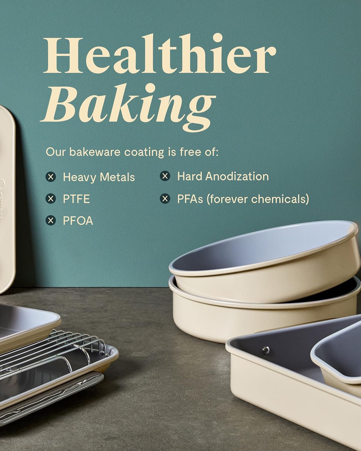 Caraway 9” Square Pan Duo - Non-Stick Ceramic Coating - Free From Forever Chemicals - Cake Pan Perfect for Brownies, Lemon Bars, & More - Slate