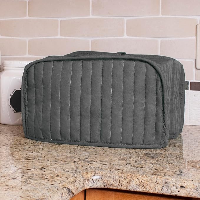 RITZ Premium Universal Four Slice Toaster Cover, 11.25" x 7.25" x 10.5", Polyester and Cotton Quilted, Fingerprint Protector, Super Soft Dust Cover (Appliance NOT Included), Graphite