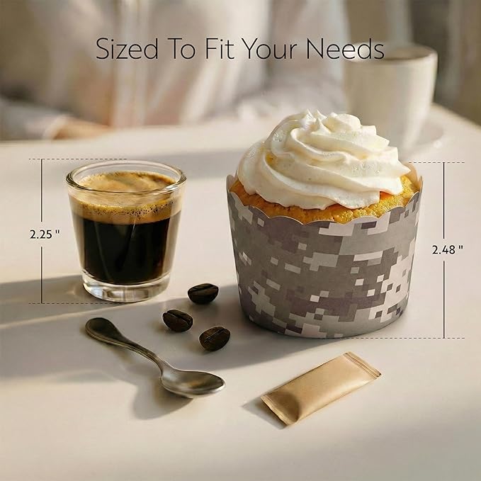 Restaurantware Baking Cups 200 Pack of 10 oz Paper Cupcake Liners Greaseproof Scalloped Oven-Safe Elegant Dessert Muffin Cups Disposable for Parties