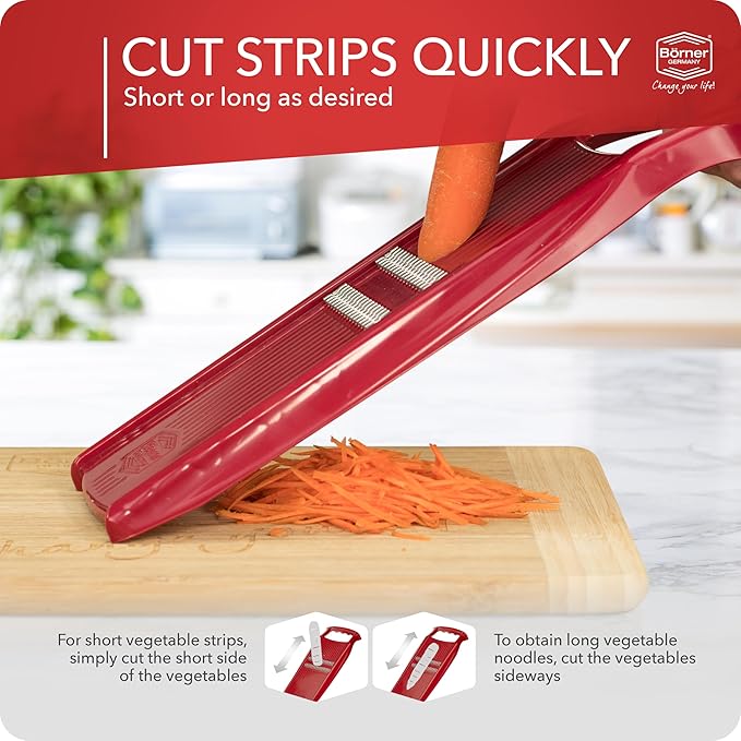 BORNER Roko PowerLine | Vegetable Grater Börner - Quality Made in Germany, Color:Red