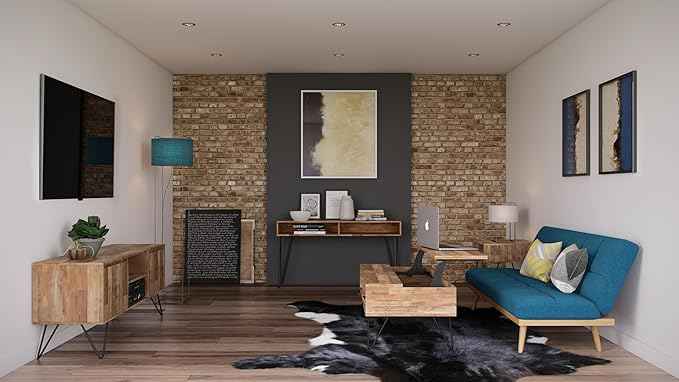 SIMPLIHOME Hunter End Table - 22 inch Wide Solid Mango Wood and Metal Square Accent Table with Open Storage Compartment and Hairpin Legs in Natural, Industrial Nightstand for Living Room or Bedroom