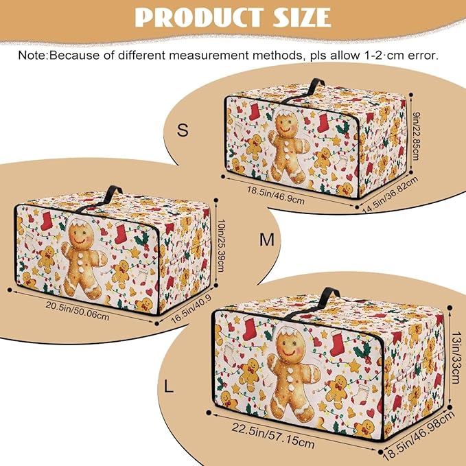 Countertop Convection Oven Cover Dust-Proof Toaster Oven Cover with Accessories Pockets, Countertop Convection Oven Protector, L, Gingerbread Man Christmas String Lights