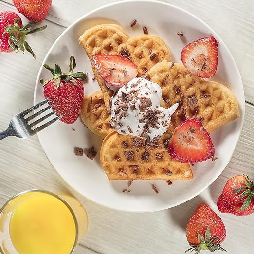 Waffle Maker 7“ Non-Stick Waffler Iron Stuffler Stuffed Wafflera 700W Adjustable Browning Control, Electric Baker Makes Thick, Fluffy Waffles, Kitchen Essential for Breakfast, Pink