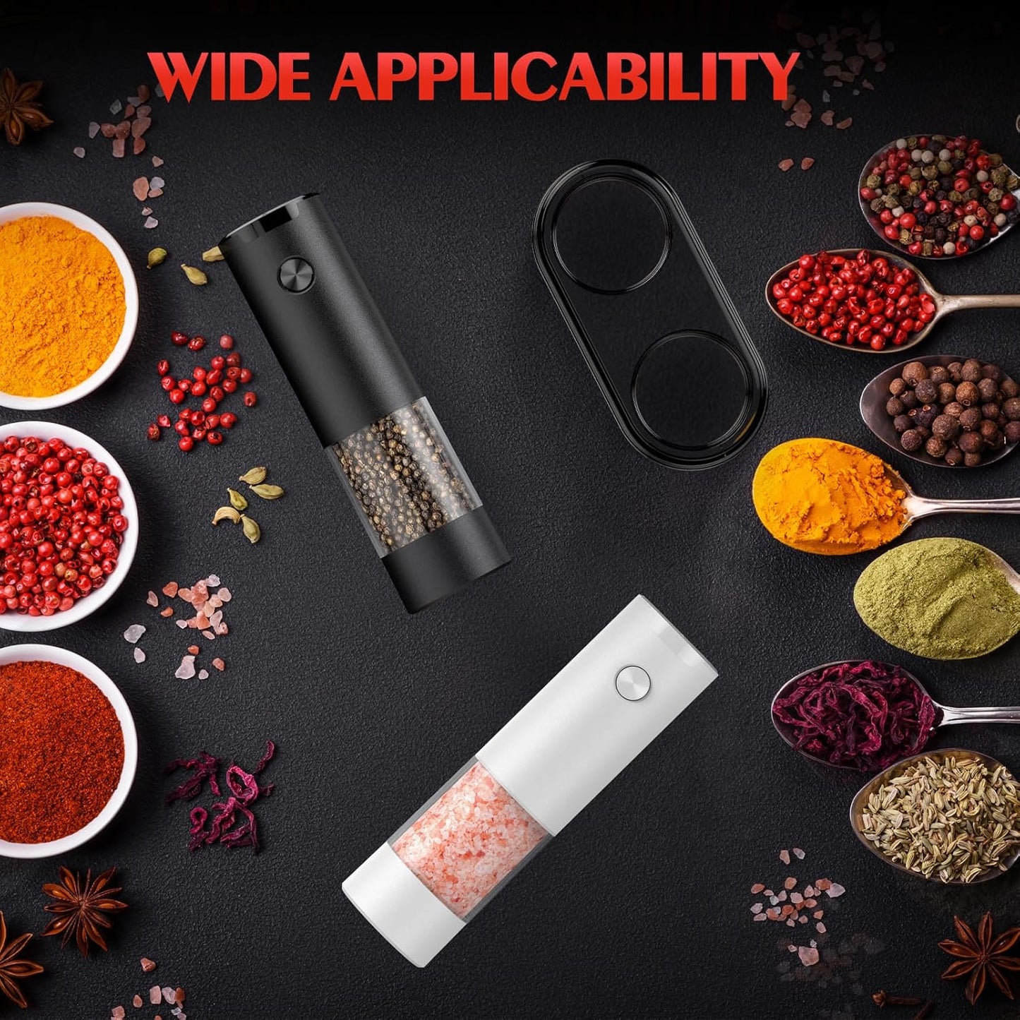 Electric Salt and Pepper Grinder Set Automatic Grinder for Kitchen Battery Pepper Mill Shakers Adjustable Coarseness Upgraded Larger Capacity with Led Christmas Gifts for Women