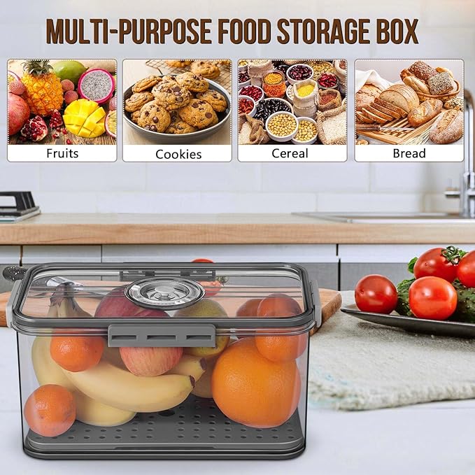 Gifhomfix Bread Box Bread Boxes for Kitchen Counter Airtight, Time Recording Bread Storage Container with Lid, Bread Keeper for Homemade Bread, Toast, Bagel, Donut and Cookies, LARGE Dark Grey