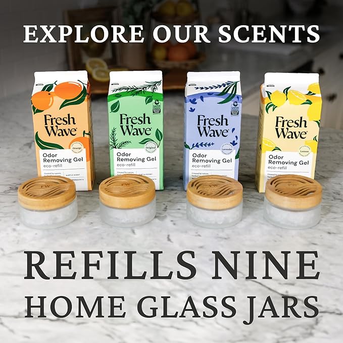 Fresh Wave Odor Removing Gel Refill, 63 oz., Pack of 2 - Safer Odor Absorbers for Home, Natural Plant-Based Odor Eliminator, Every 15 oz. lasts 30-60 Days, For Cooking, Trash & Pets