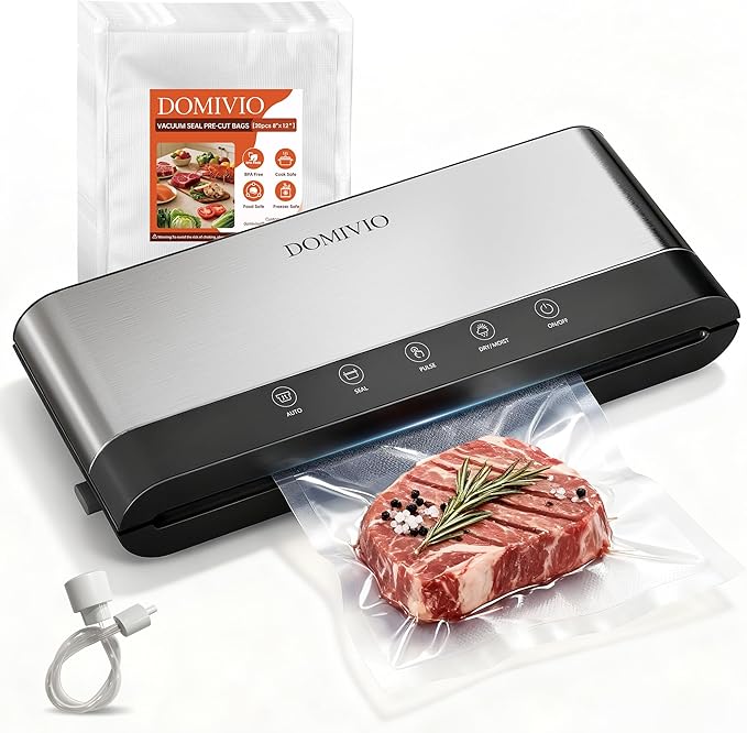 Vacuum Sealer Machine for Food, 5-in-1 Food Saver with Built-In Cutter & 20 BPA-Free Bags – Dry & Moist Modes, Compact Easy-to-Use Vacuum Sealer for Meal Prep (SJ2085)