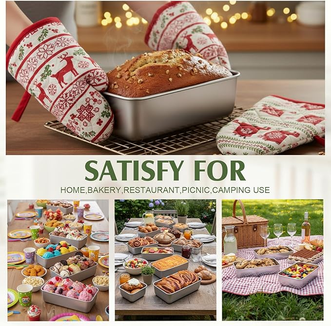10 Pack Stainless Steel Loaf Pan Set 9 x 5 Inch Bread Baking Pans Banana Loaf Tins For Baking Cake Meatloaf Brownies Sourdough Lasagnas Dishwasher Safe