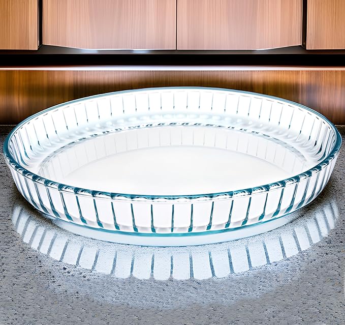 Pie Plate 10.5 Inch, Oven Glass Pie Pan for Baking Pie Crust, Pie Dish with Rippled Edge, Clear Baking Pan