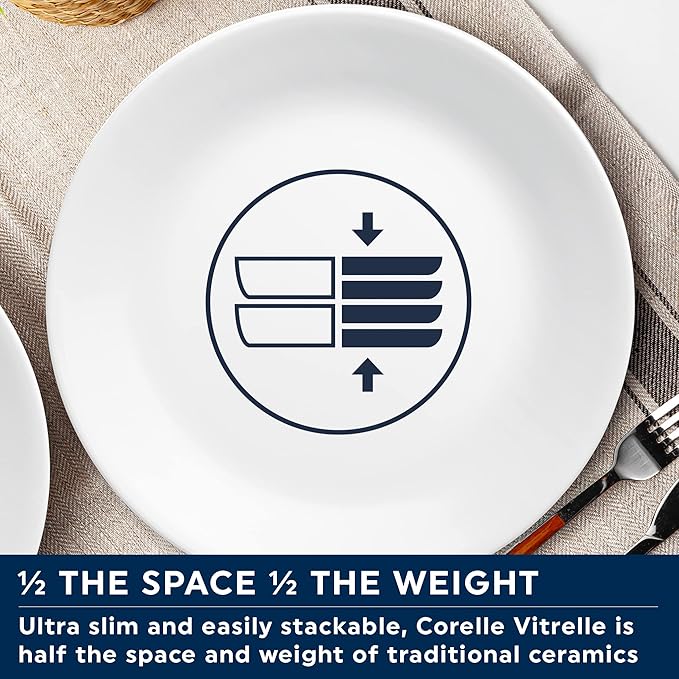 Corelle Dinnerware Set (4pc Set, Ocean Blues)-Set for 4 | Includes 4 x Cereal/Soup Bowls | 80% Recycled Glass | 3 X More Durable, Half the Space & Weight of Traditional Ceramic