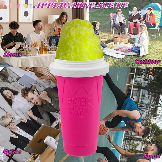 Slushie Maker Cup, DIY Magic Slushy Maker Squeeze Cups, Portable Smoothie Slushy Cup for Juices, Milk and Ice Cream Make, Double Layer Squeeze Slushy Maker Cup, Birthday Gifts for Mom Dad & Friends