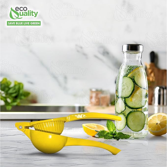 EcoQuality Heavy Duty Handheld Yellow Citrus Juice Squeezer Premium Lemon, Lime & Orange Press for Maximum Extraction Easy to Use, Durable and Rust Resistant Metal Manual Juicer (2)