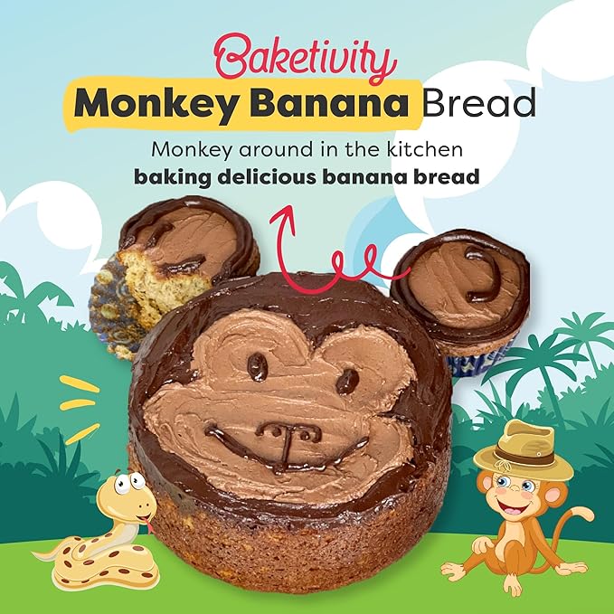 Baketivity Rainbow Bagel & Monkey Banana Bread Baking Kit Bundle – DIY Kids Cooking Set with Pre-Measured Kosher Ingredients, Illustrated Recipes, Video Guides & STEM Activities – Ages 6-12+