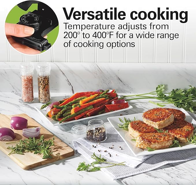 Hamilton Beach Electric Skillet with PFAS-Free Durathon Ceramic Coating, Removable 12x15” Pan, Adjustable Temperature, Reversible Design, Tempered Glass Lid, Black Nonstick Surface (38531)