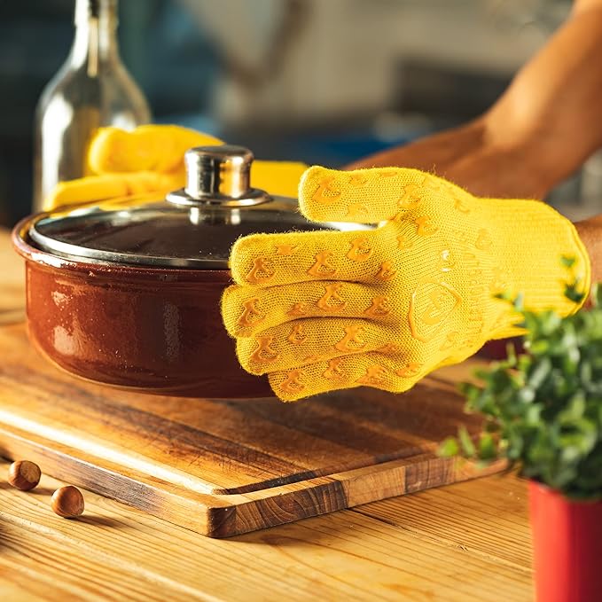 Grill Armor Oven Gloves with Fingers – 932°F Heat, Fire & Cut Resistant Mitts for BBQ, Grill, Cooking, Grilling, Baking, Smoker & Fire Pit