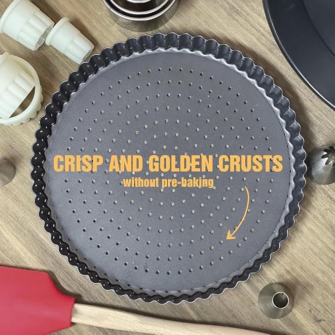 Deep Dish Quiche Lorraine Pie Pan - 7.87 inch Tart Pans with Removable Bottoms - Apple Pie Pan - 7.87 inch Tarte Tatin Pan - Deep Dish Pie Crust - Quiche Baking Dish
