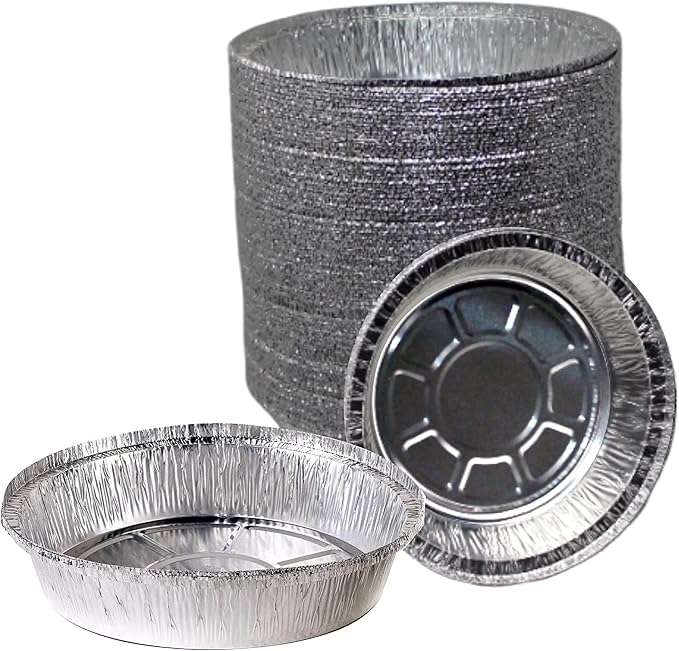 EcoQuality 6" Round Aluminum Foil Pans - Disposable Containers with Foldable Walls for Pie Baking, Cooking, Serving, Reheating, and Storing - Freezer and Oven Safe Tart Pan 400 Pack