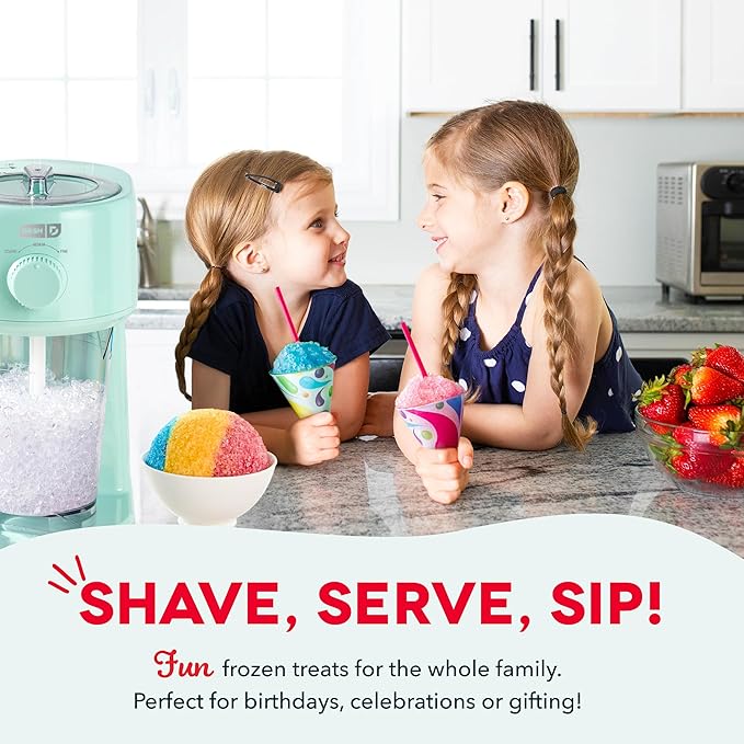 Dash Deluxe Shaved Ice & Slushy Maker - Easy-to-Use Slushy & Snow Cone Maker - Includes Serving Pitcher & Recipe Guide for Homemade Treats - Aqua