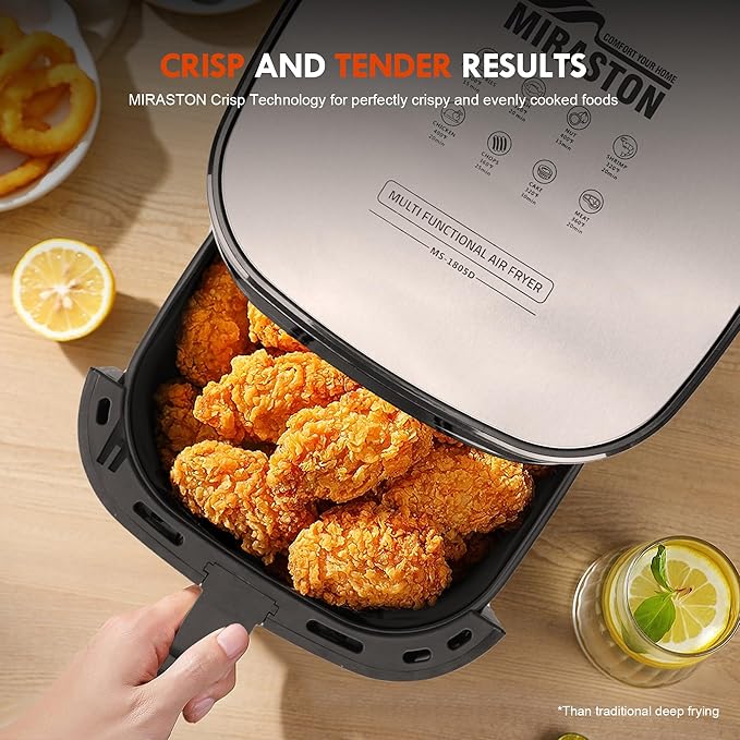 6.5QT Smart Digital Air Fryer, Visual Window, 8 Presets Recipes for Fast Easy Meal, Snack, Dessert, Main Dish, Square Basket Dishwasher-Safe, for 3-5 People, Kitchen Dorm Office