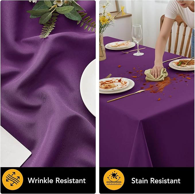 10-Pack Purple Tablecloths for Rectangle Tables, 54 x 108 Inches, Stain-Resistant Polyester Fabric for 6 Foot Tables - Washable Table Covers for Weddings, Banquets, Birthday Parties, Events
