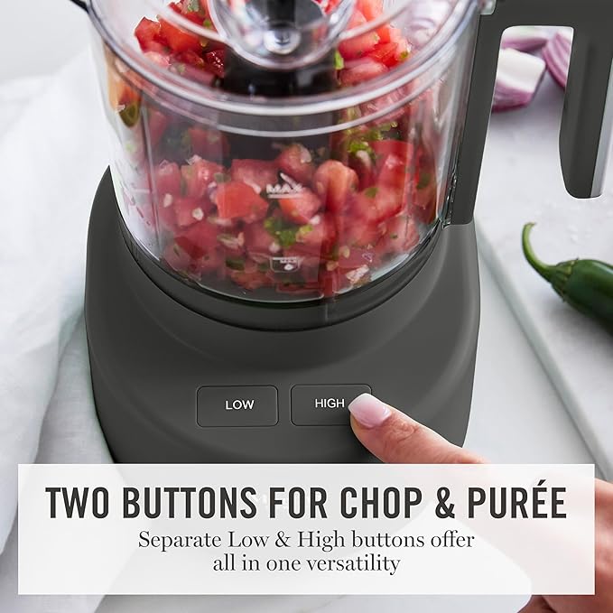 Martha Stewart 3 Cup Electric Food Chopper, Vegetable & Herb Mini Food Processor, 24oz BPA-Free Bowl, Stainless Steel Blades, Pour Spout, Dicing, Mincing, Chop & Puree, Dishwasher Safe, Caviar