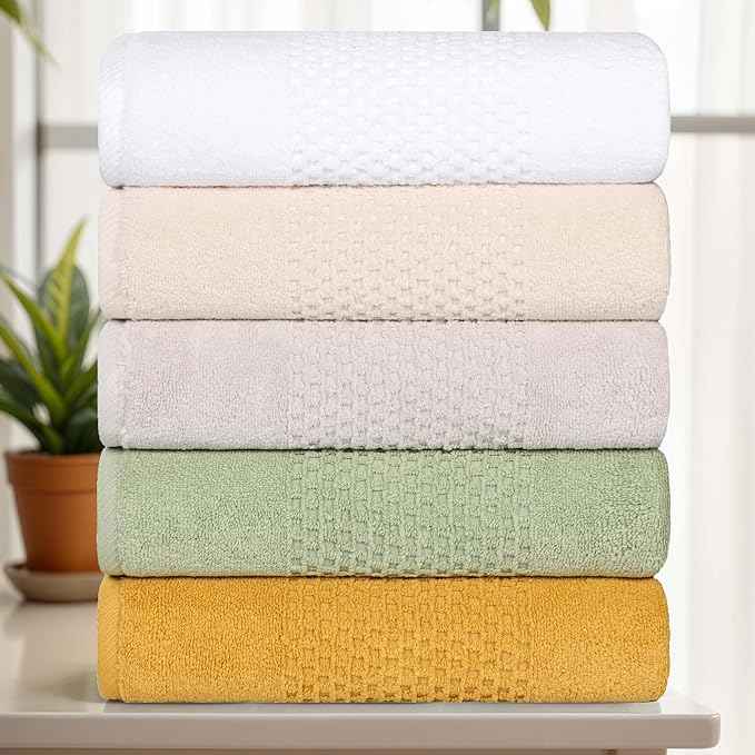 Superior Playa Zero Twist Cotton Medium Weight Small Towels, for Kitchen, Bathroom, Shower, Spa, Plush, Quick Dry, Ultra-Soft Essentials, Waffle Textured, Face Towels Washcloths, Set of 12, Silver