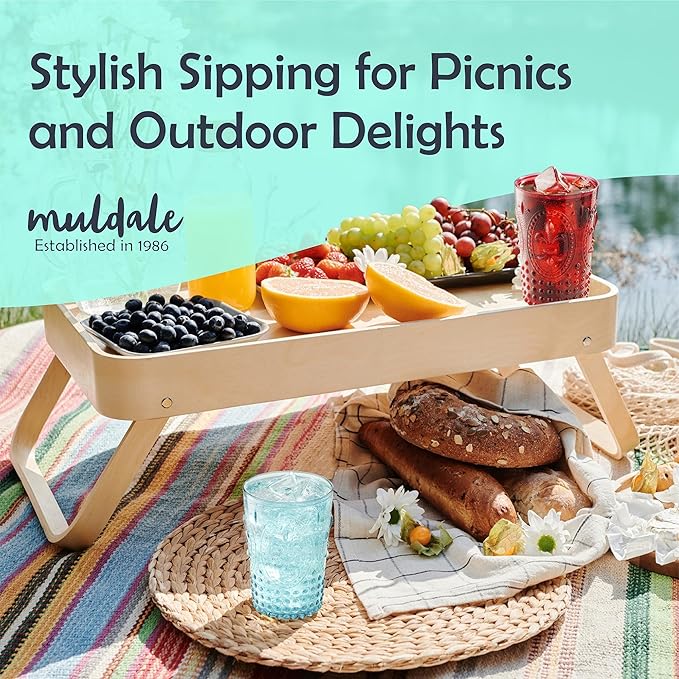 Muldale Vintage Plastic Drinking Glasses Set of 6 - Colored Acrylic Party Highball Tumblers 13.5oz - Boho Stackable Unbreakable Pool Glasses for Adults - BPA Free