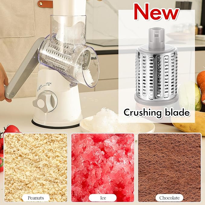 Ourokhome 10 in 1 Mandolin Slicer with Handheld Spiralizer, Multifunctional Vegetable Shredder Vegetable Chopper Onion Cutter with Container, Rotary Cheese Grater Hand Crank, Kitchen Shredder