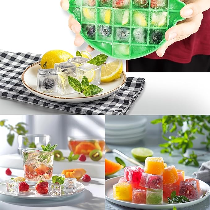 Ice Cube Trays Set of 4,Easy Release 120PCS Silicone Ice Cube Tray Mold for Freezer, Reusable Ice Trays for Freezer with Lid Stackable for Whiskey,BPA Free for Cocktail, Tea, Coffee