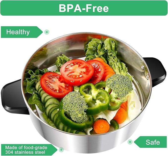 Secura Steamer Basket 304 Stainless Steel Food Steamer 1 Tier for 8.5 Quart Electric Food Steamer