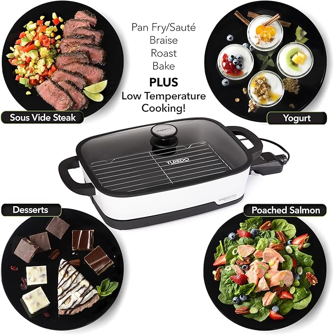 Presto 06854 Tuxedo Digital Precision Skillet, Sous Vide, Multi-Cooker