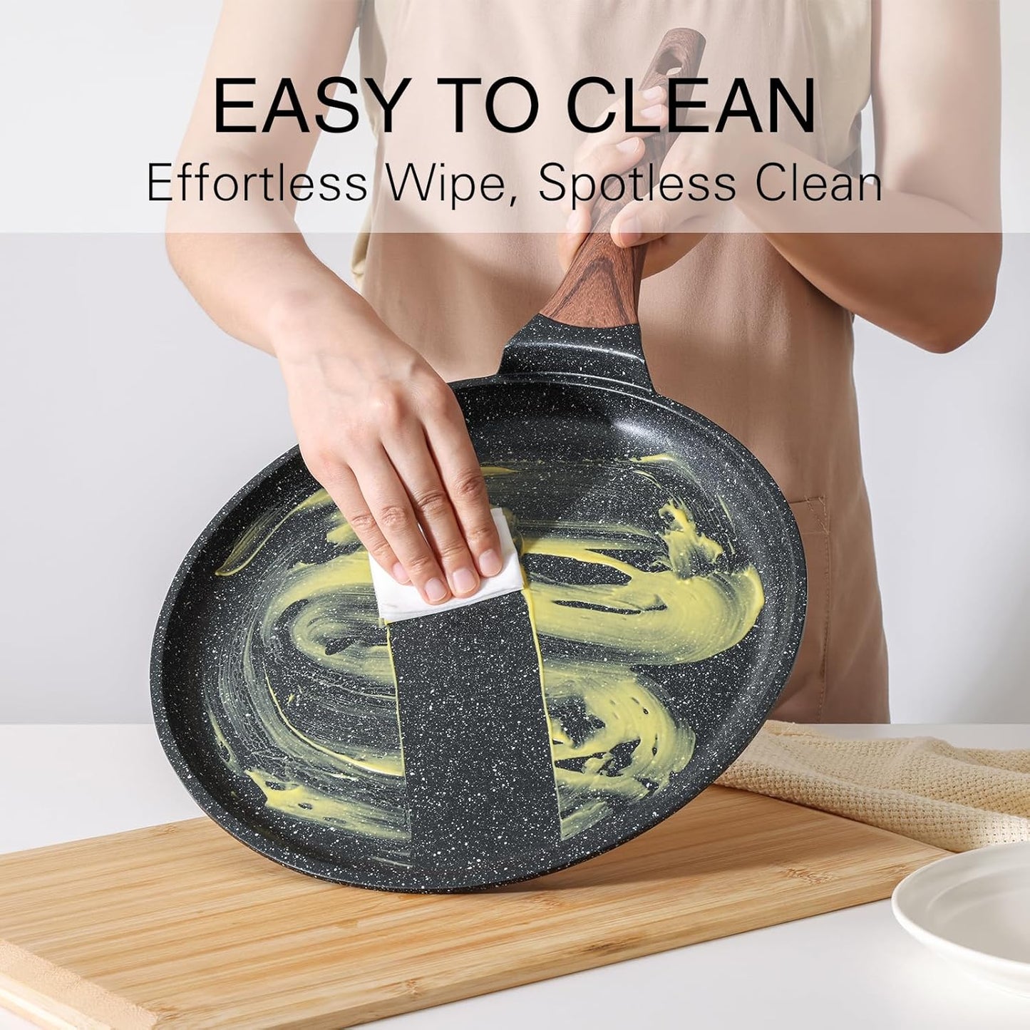 Crepe Pan Nonstick, 12 Inch Dosa Pan with Spreader, Granite Coating Comales Para Tortillas Pancake Pan, Flat Pan for Stove Top, Induction Compatible, PFOA Free