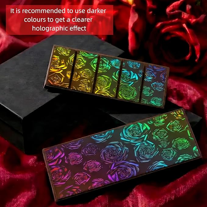 Ziliny Rose Holographic Chocolate Bar Mold Silicone, Rainbow Light Effect Chocolate Bar Deep Thick Molds for DIY Candy Dessert Baking, Candy, Wax Melts, Cake Decoration (Large and Thick)