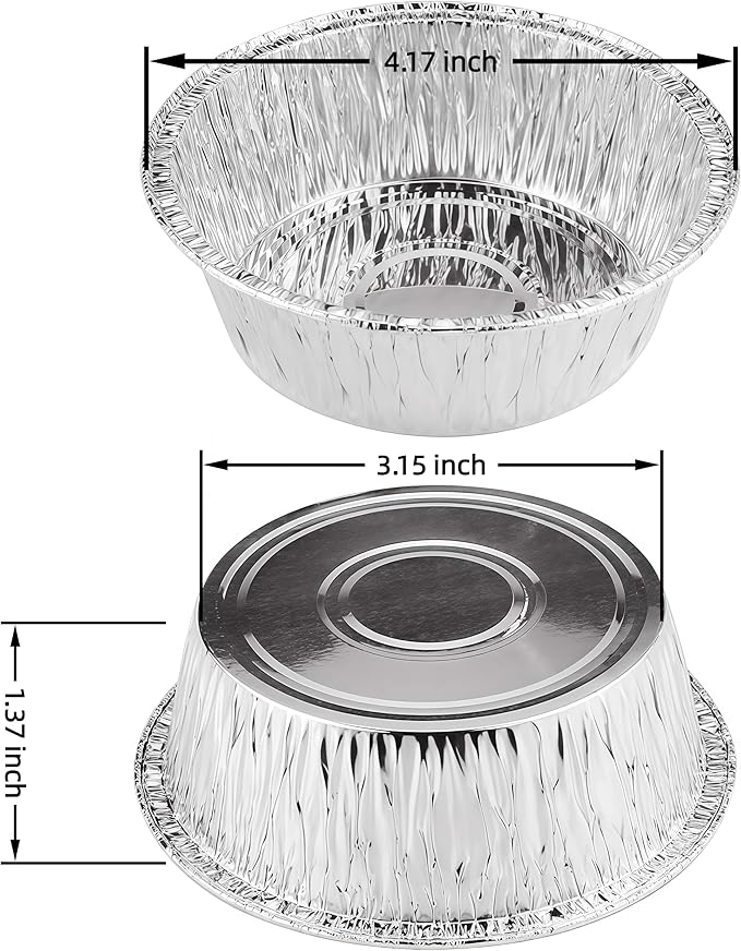 100 Pack 4" Round Tart Pie Foil Pans - Disposable Aluminum Foil Tart & Pie Tins for Baking, Cooking, Storage or Reheating