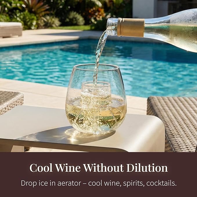 Shatterproof Aerating Wine Glasses (Set of 2) by Chevalier Collection - Tritan Plastic Outdoor Wine Glasses with Patented Built-In Aerator - Pool, Camping, Boat Safe - Gift Packaging