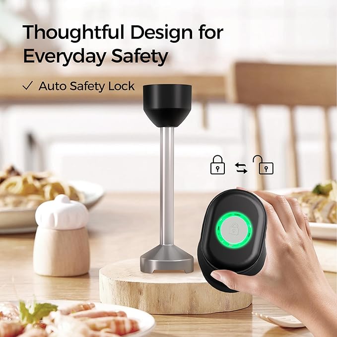Cordless Hand Blender, 12V Rechargeable Immersion Blender with Brushless Motor, 60+ Bowls per Charge, 2-Blade, Auto Lock, Whisk & Frother for Soup, Smoothies, Baby Food