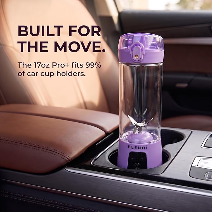 BLENDi Pro+ Portable Blender (17.5oz, Purple) – Powerful Ice Crushing 120W Motor, USB-C Rechargeable, Cordless Personal Blender Smoothies, Shakes & More – BPA-Free, Self-Cleaning, Travel-Friendly