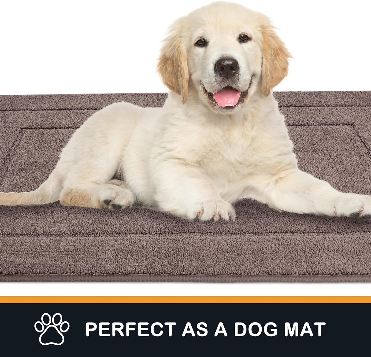 PURRUGS Dirt Trapping Door Mat 32" x 70", Non-Slip/Skid Machine Washable Entryway Rug, Dog Doormat, Super Absorbent Welcome Mat for Muddy Wet Shoes and Paws, Grayish Brown