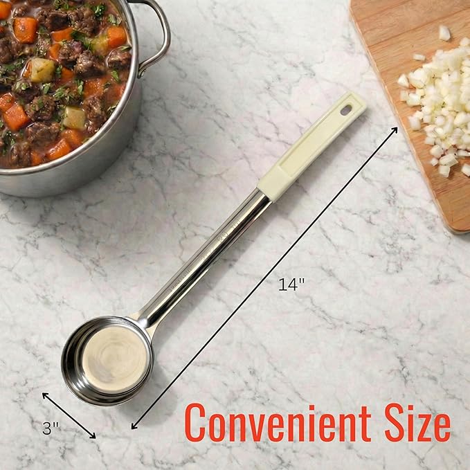 3 Ounce Solid Stainless Steel Portion Control Ladle Spoon for Measuring and Serving; Commercial Grade Serving Scoops [Pack of 12]