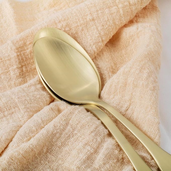 Alata Kate Champagne Gold Satin 20-Piece Silverware Set, Service for 4, Stainless Steel Flatware Set, Matte Polished Cutlery Set, Dishwasher Safe