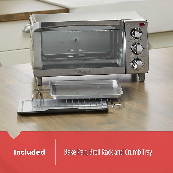 BLACK+DECKER 4-Slice Toaster Oven with Natural Convection, Stainless Steel, TO1760SS (TO1760SST-1)