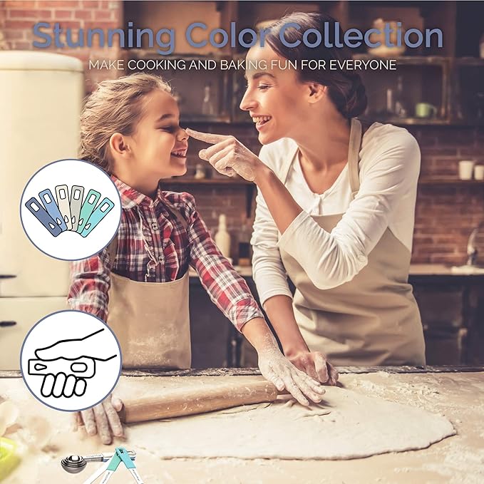 CuttleLab 22-Piece Stainless Steel Measuring Cups and Spoons Set, Tad Dash Pinch Smidgen Drop Mini Measuring Spoons, Measuring Stick Leveler, Measurement Conversion Chart Fridge Magnet, (Farmhouse)