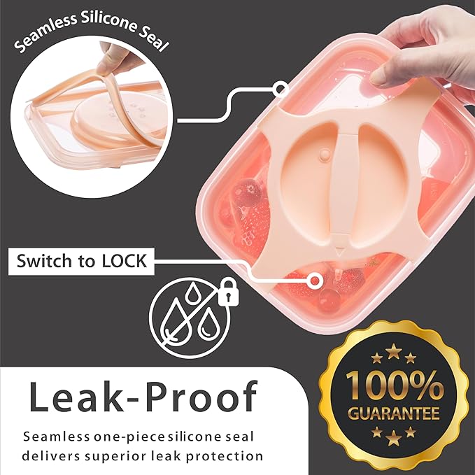 Adult Lunch Box 25.5oz 3 Cups Leakproof Salad and Meal Prep Container Twistlock Lid Reusable BPA-Free Microwave and Dishwasher Safe for Work Lunch (Brown)
